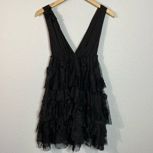 Alice‎ + Olivia Lace Tiered Ruffle Silk Dress